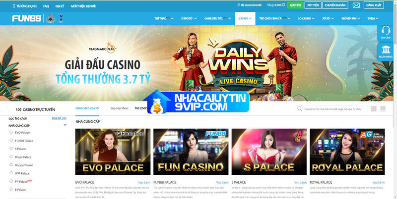 Sảnh game Live Casino tại FUN88